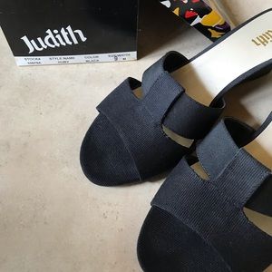 Women’s black sandals, 2 inch heel, with box, Judith